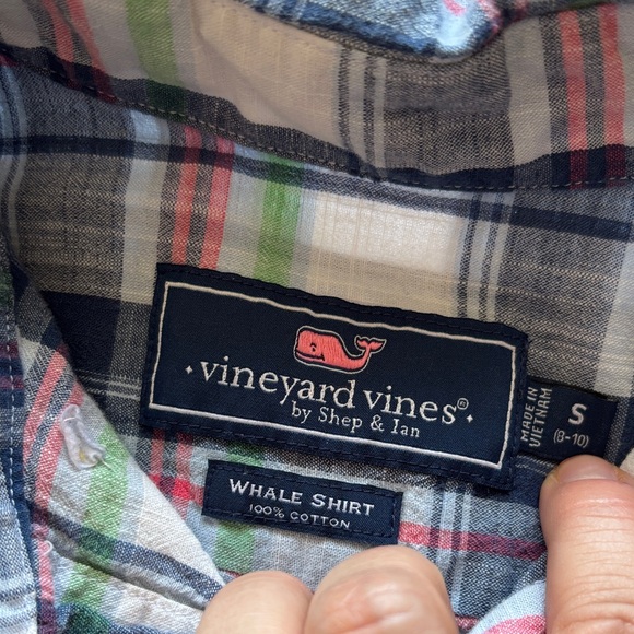 Boys Vineyard Vines Plaid Button-Down Shirt - Navy, Green & Pink - Picture 5 of 6